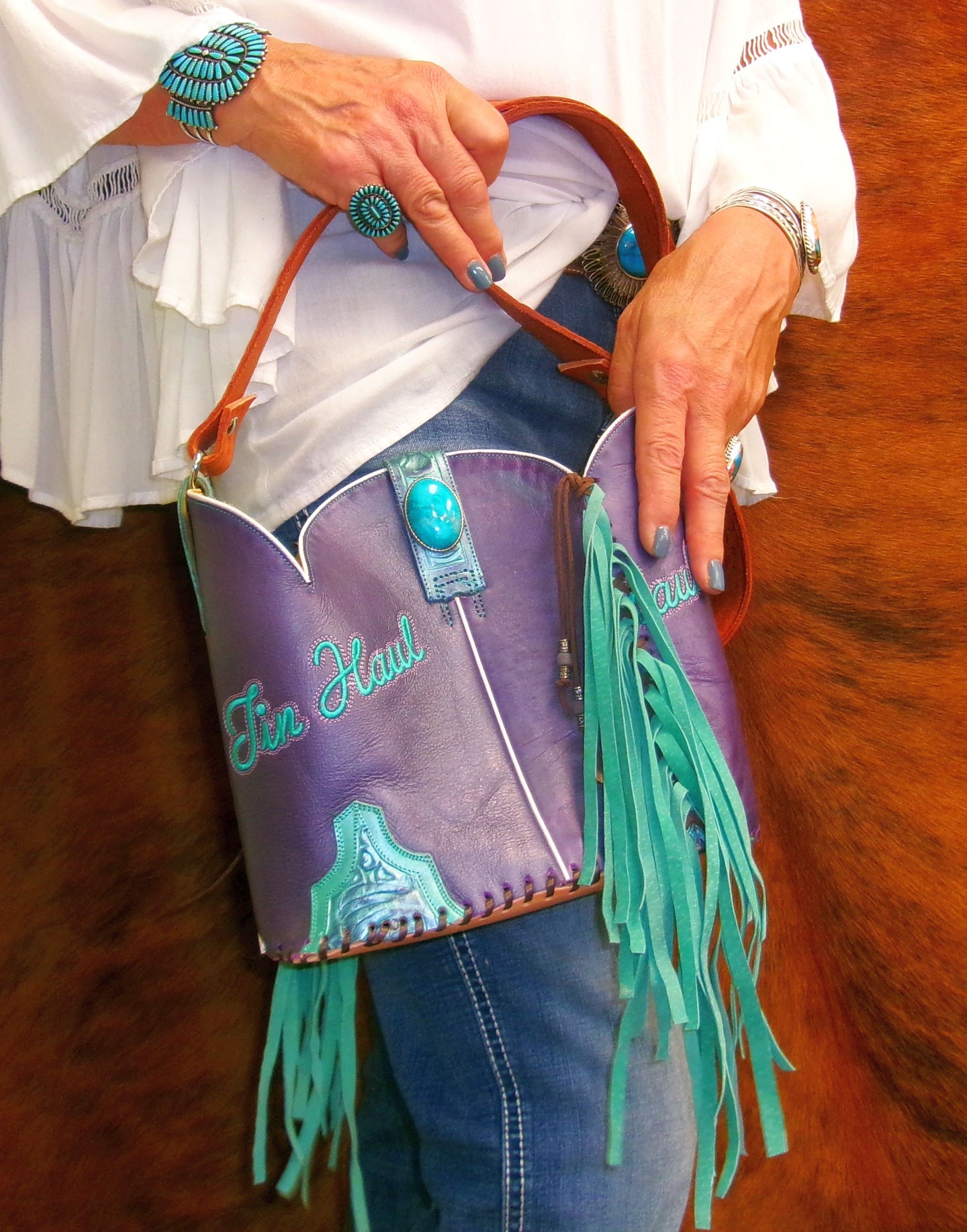 Bucket Bag Cowboy Boot Fringe Purse BK141